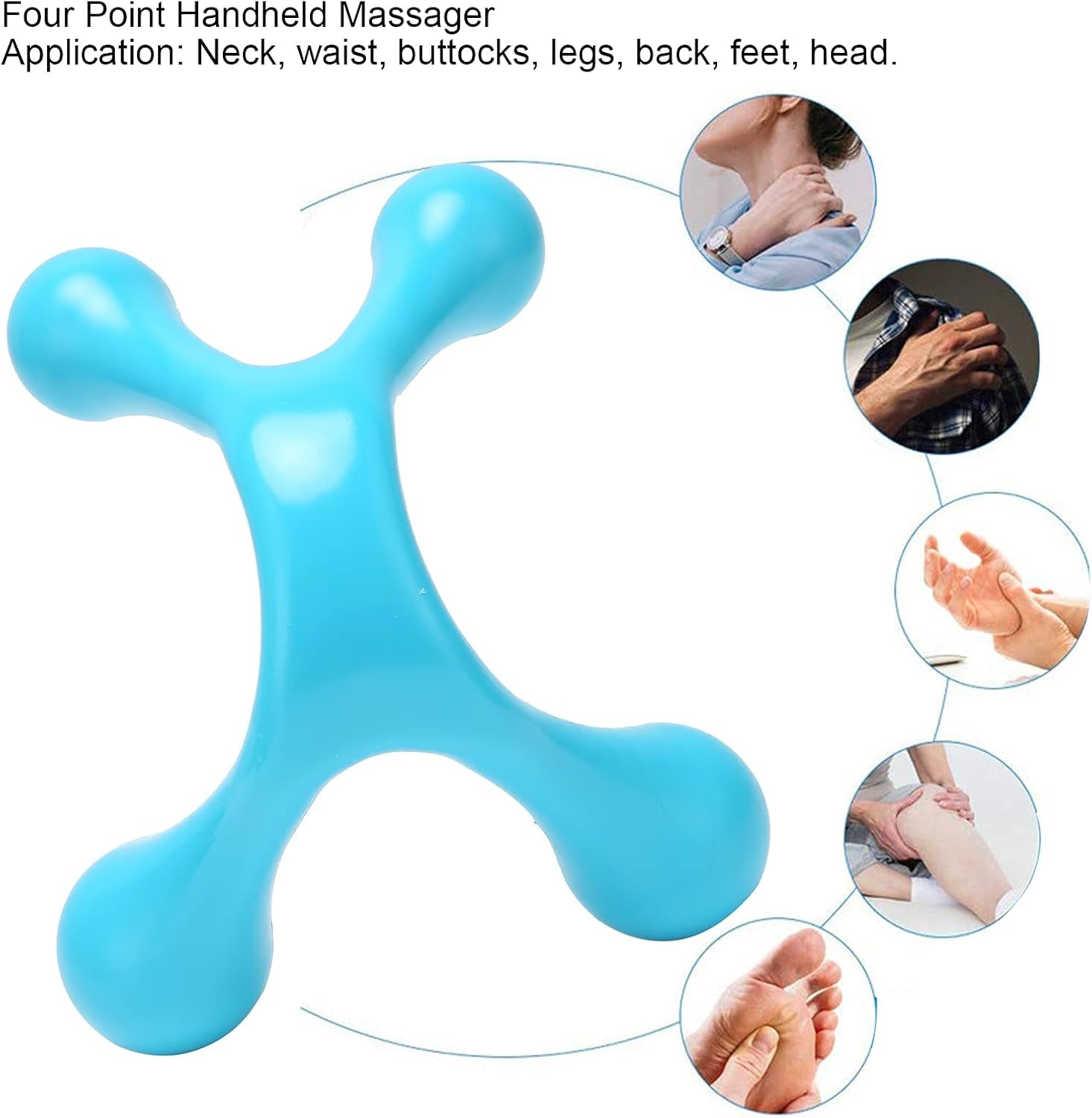 Lacrosse Massager - 4 Point Mini Handheld Massager, Manual Trigger Point Massage Tool, Full Body Massage for Waist, Neck, Foot, Leg, Head