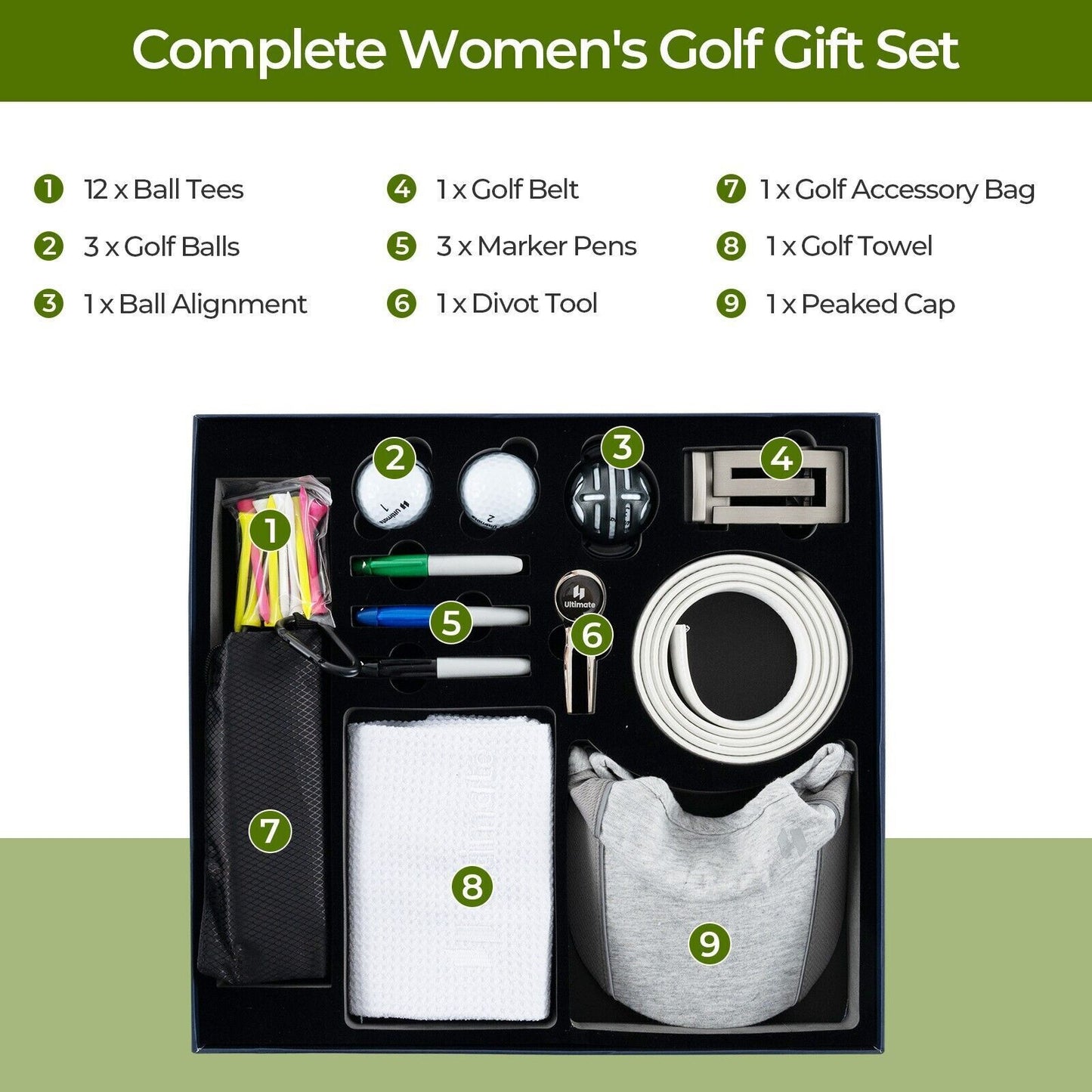 COSTWAY Golf Gift Set for Women Complete Golf Accessories Set W/ Golf Balls