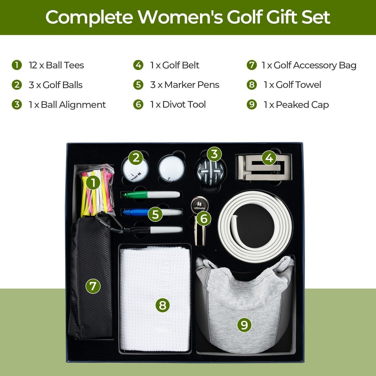COSTWAY Golf Gift Set for Women Complete Golf Accessories Set W/ Golf Balls